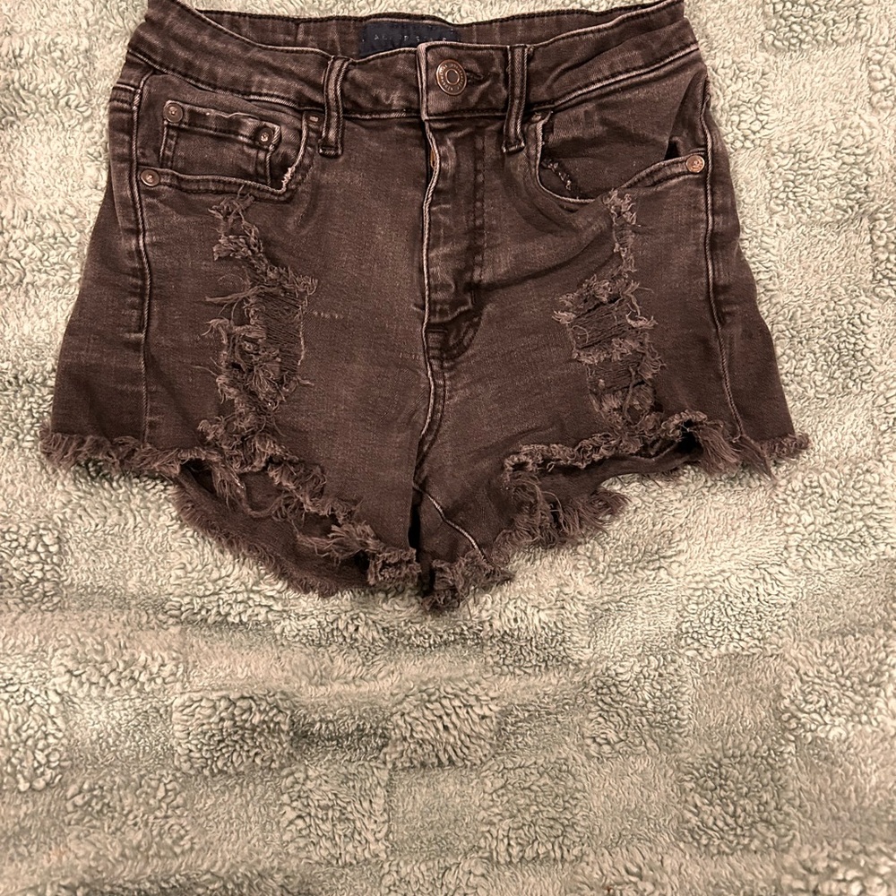 Aeropostale Black Distressed Jean Shorts